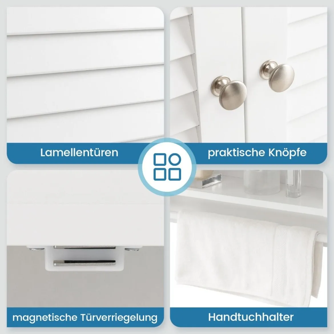 3 Ablagefach Hängeschrank mit Verstellbarem Einlegeboden Badezimmerschrank