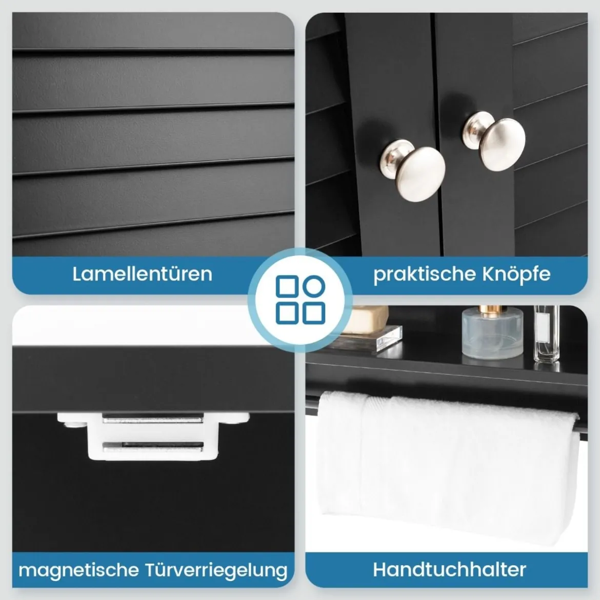 3 Ablagefach Hängeschrank mit Verstellbarem Einlegeboden Badezimmerschrank