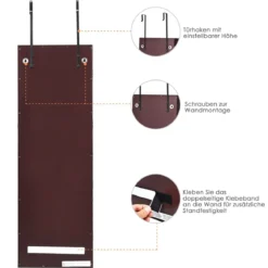 Abschließbarer LED-Schmuckschrank mit Ganzkörper-Spiegel 37 x 9.5 x 108 cm Braun