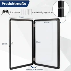 Abschließbarer Schaukasten Infokasten mit Magnetische und Beschreibbare Rückwand 60 x 45 cm