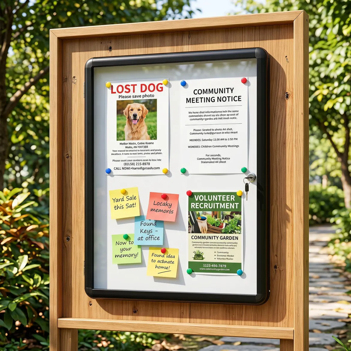 Abschließbarer Schaukasten Infokasten mit Magnetische und Beschreibbare Rückwand 60 x 45 cm