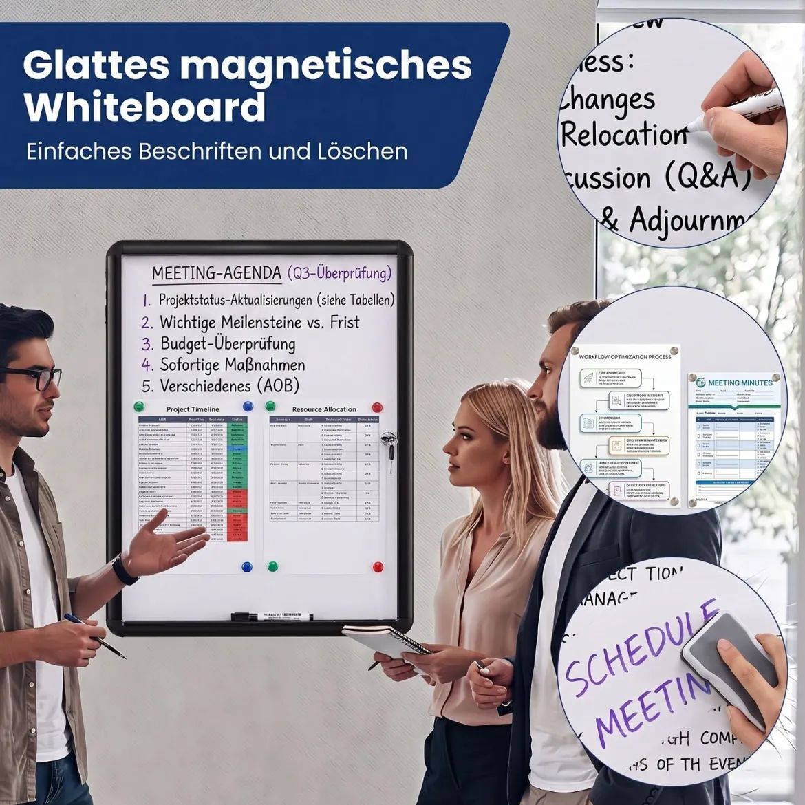 Abschließbarer Schaukasten Infokasten mit Magnetische und Beschreibbare Rückwand 60 x 45 cm