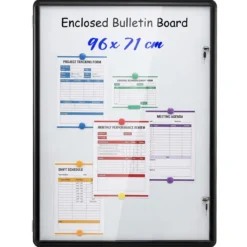 Abschließbarer Schaukasten Infokasten mit Magnetische und Beschreibbare Rückwand 90 x 65 cm