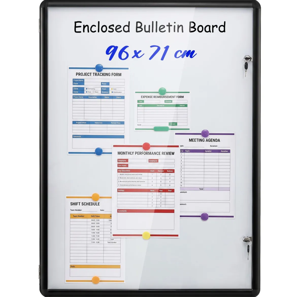 Abschließbarer Schaukasten Infokasten mit Magnetische und Beschreibbare Rückwand 90 x 65 cm