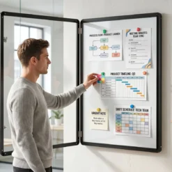 Abschließbarer Schaukasten Infokasten mit Magnetische und Beschreibbare Rückwand 90 x 65 cm