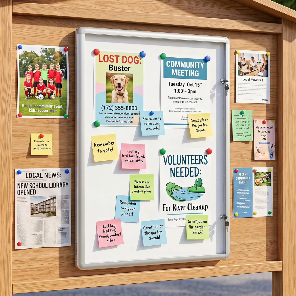 Abschließbarer Schaukasten Infokasten mit Magnetische und Beschreibbare Rückwand 90 x 65 cm