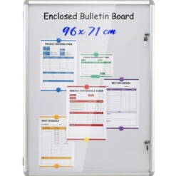 Abschließbarer Schaukasten Infokasten mit Magnetische und Beschreibbare Rückwand 90 x 65 cm