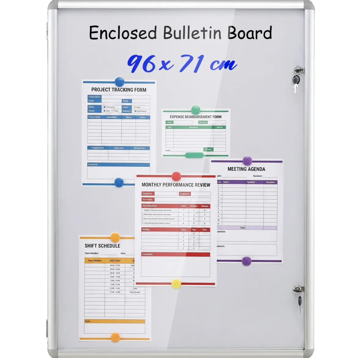 Abschließbarer Schaukasten Infokasten mit Magnetische und Beschreibbare Rückwand 90 x 65 cm