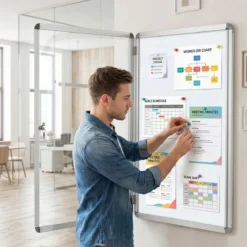 Abschließbarer Schaukasten Infokasten mit Magnetische und Beschreibbare Rückwand 84 x 54 cm