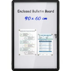 Abschließbarer Schaukasten Infokasten mit Magnetische und Beschreibbare Rückwand 84 x 54 cm