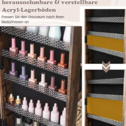 Abschließbarer Schmuckschrank mit integriertem Schminkspiegel verstellbaren Ablagen & Stauraum Kaffee