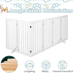 Absperrgitter Hunde 89cm Hoch 4 Paneelen Schutzgitter Holz Kklappbar Weiß (6 Paneelen)