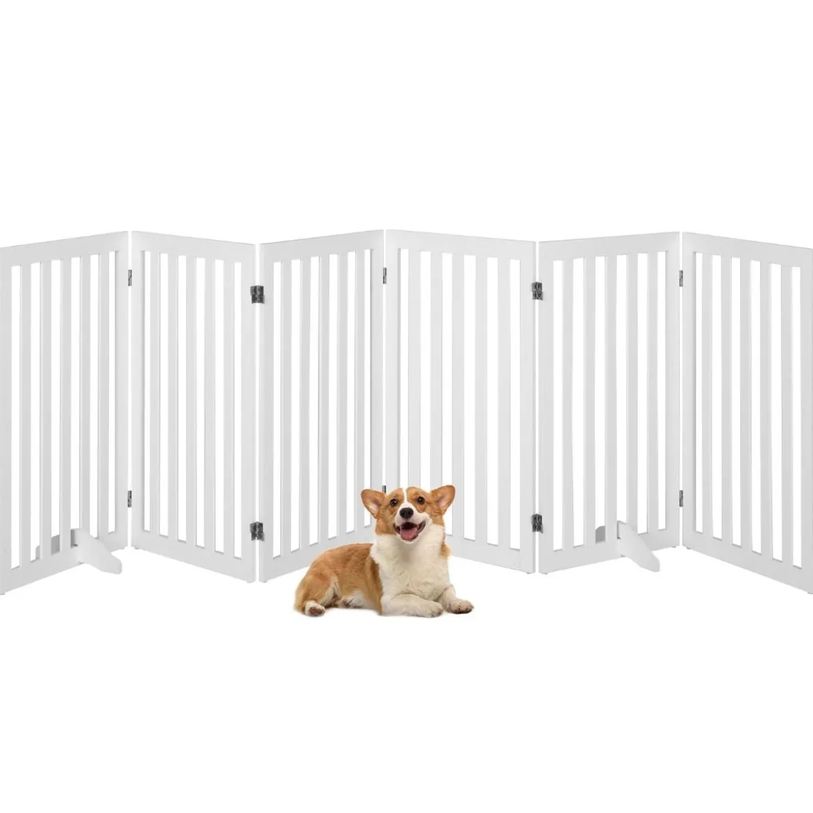 Absperrgitter Hunde 89cm Hoch 4 Paneelen Schutzgitter Holz Kklappbar Weiß (6 Paneelen)