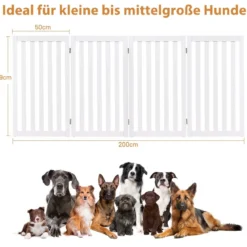 Absperrgitter Hunde 89cm Hoch 4 Paneelen Schutzgitter Holz Kklappbar Weiß