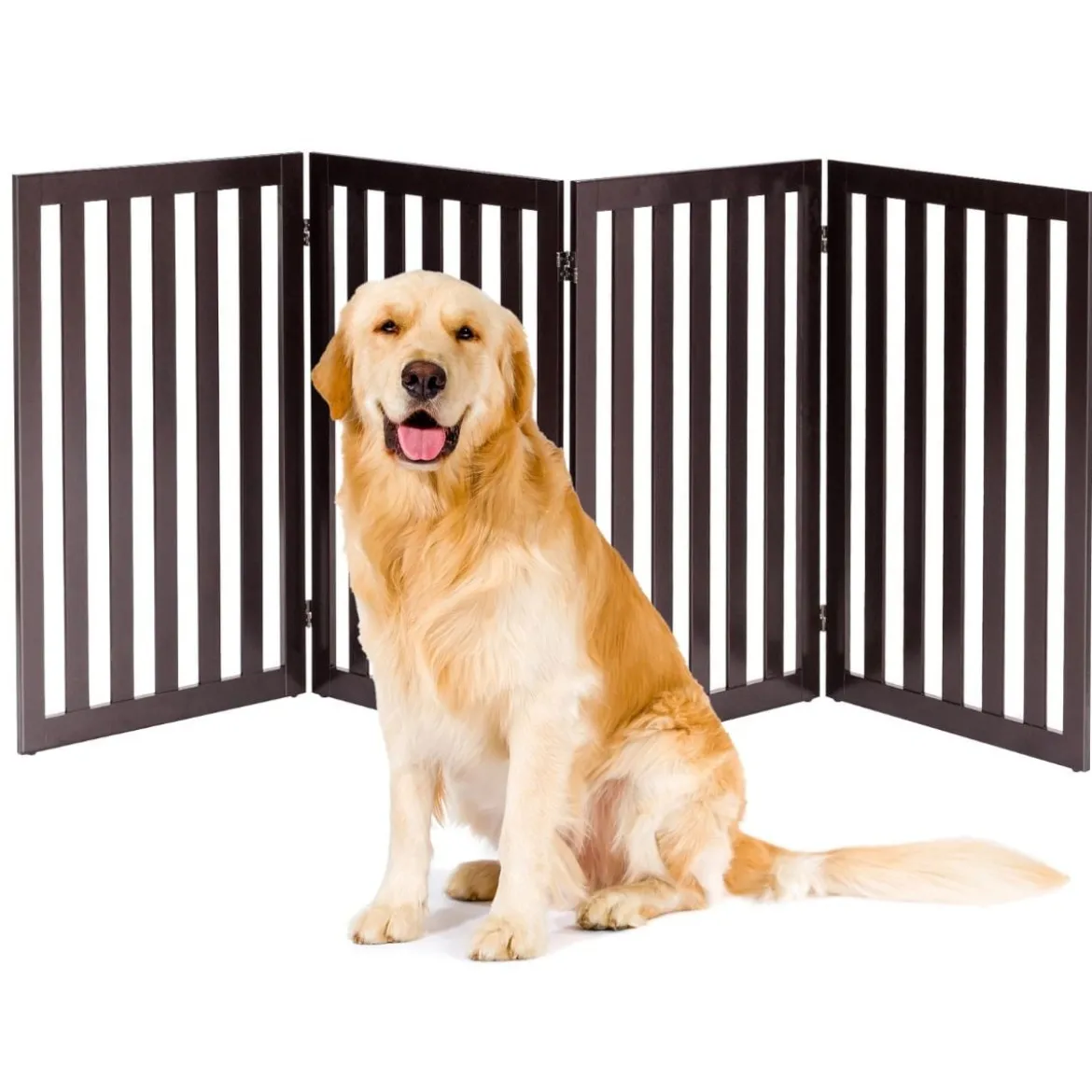 Absperrgitter Hunde 89cm Hoch 4 Paneelen Schutzgitter Holz Klappbar Braun