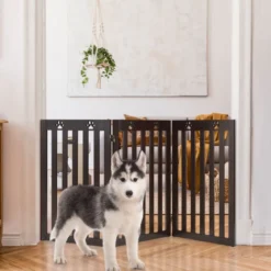 Absperrgitter Hunde 89cm Hoch Schutzgitter Holz Klappbar Türschutzgitter Braun