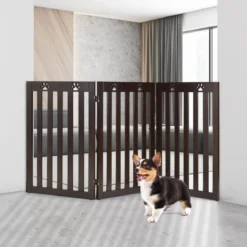 Absperrgitter Hunde 89cm Hoch Schutzgitter Holz Klappbar Türschutzgitter Braun