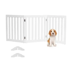 Absperrgitter Hunde 60cm Hoch Schutzgitter Holz klappbar 3 Paneelen Weiß