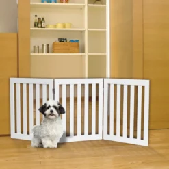 Absperrgitter Hunde 60cm Hoch Schutzgitter Holz klappbar 3 Paneelen Weiß