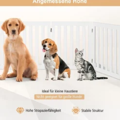 Absperrgitter Hunde 60cm Hoch Schutzgitter Holz Kindergitter klappbar Treppengitter Weiß (5 Paneelen)