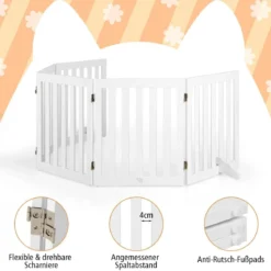 Absperrgitter Hunde 60cm Hoch Schutzgitter Holz Kindergitter klappbar Treppengitter Weiß (5 Paneelen)