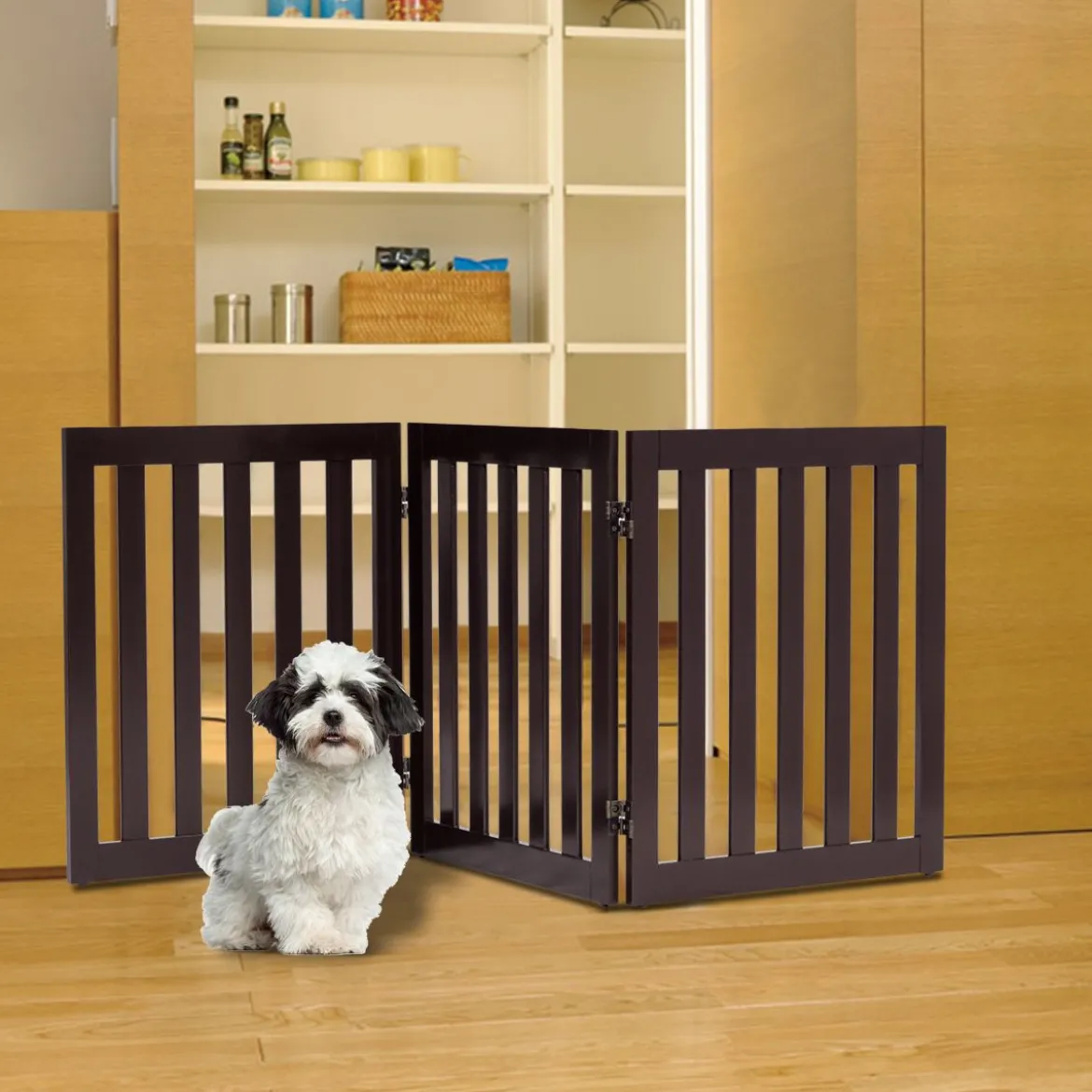 Absperrgitter Hunde 60cm Hoch Schutzgitter Holz Klappbar 3 Paneelen Braun
