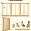 Absperrgitter Hunde 3-teilig Schutzgitter Holz Treppengitter 76cm Hoch Hundeabsperrgitter klappbar Hundegitter Türschutzgitter Natur