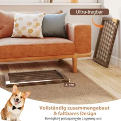 Absperrgitter Hunde 3-teilig Schutzgitter Holz Treppengitter 76cm Hoch Hundeabsperrgitter klappbar Braun