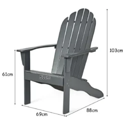 Adirondack-Gartenstuhl Gartensessel Gartenmöbel für den Terrasse Weiß/Natur/Grau