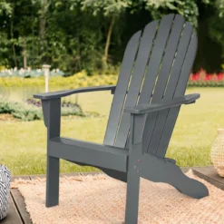 Adirondack-Gartenstuhl Gartensessel Gartenmöbel für den Terrasse Weiß/Natur/Grau