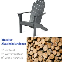 Adirondack-Gartenstuhl Gartensessel Gartenmöbel für den Terrasse Weiß/Natur/Grau