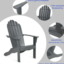 Adirondack-Gartenstuhl Gartensessel Gartenmöbel für den Terrasse Weiß/Natur/Grau