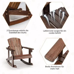 Adirondack-Schaukelstuhl für Kinder Gartensessel aus Holz 50,5 x 69 x 60 cm Braun