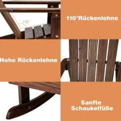 Adirondack-Schaukelstuhl für Kinder Gartensessel aus Holz 50,5 x 69 x 60 cm Braun