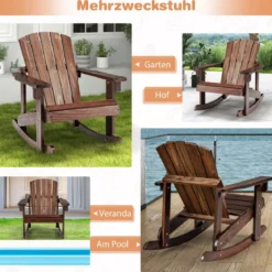 Adirondack-Schaukelstuhl für Kinder Gartensessel aus Holz 50,5 x 69 x 60 cm Braun