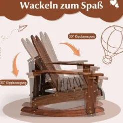 Adirondack-Schaukelstuhl für Kinder 2-Sitzer Gartensessel aus Holz 99,5 x 70 x 68 cm Braun
