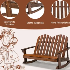 Adirondack-Schaukelstuhl für Kinder 2-Sitzer Gartensessel aus Holz 99,5 x 70 x 68 cm Braun
