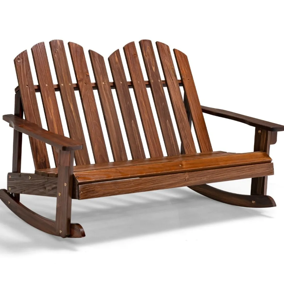 Adirondack-Schaukelstuhl für Kinder 2-Sitzer Gartensessel aus Holz 99,5 x 70 x 68 cm Braun