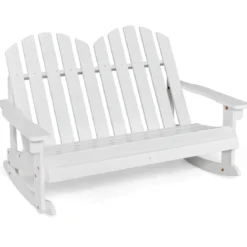 Adirondack-Schaukelstuhl für Kinder 2-Sitzer Gartensessel aus Holz 99,5 x 70 x 68 cm Weiß
