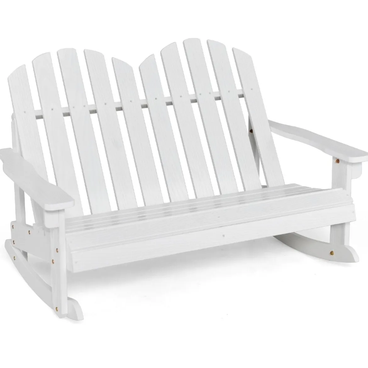 Adirondack-Schaukelstuhl für Kinder 2-Sitzer Gartensessel aus Holz 99,5 x 70 x 68 cm Weiß