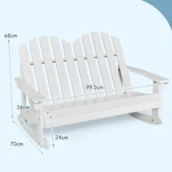 Adirondack-Schaukelstuhl für Kinder 2-Sitzer Gartensessel aus Holz 99,5 x 70 x 68 cm Weiß