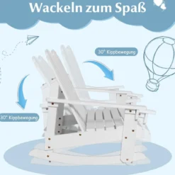 Adirondack-Schaukelstuhl für Kinder 2-Sitzer Gartensessel aus Holz 99,5 x 70 x 68 cm Weiß