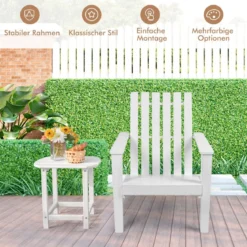 Adirondack Stuhl Adirondack Chair aus Akazienholz Gartensessel bis 160 kg Weiß/Grau/Natur