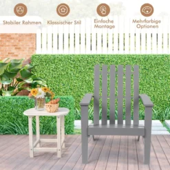 Adirondack Stuhl Adirondack Chair aus Akazienholz Gartensessel bis 160 kg Weiß/Grau/Natur