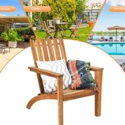 Adirondack Stuhl Adirondack Chair aus Akazienholz Gartensessel bis 160 kg Weiß/Grau/Natur