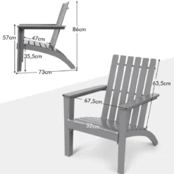 Adirondack Stuhl Adirondack Chair aus Akazienholz Gartensessel bis 160 kg Weiß/Grau/Natur