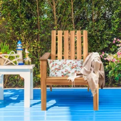 Adirondack Stuhl Adirondack Chair aus Akazienholz Gartensessel bis 160 kg Weiß/Grau/Natur