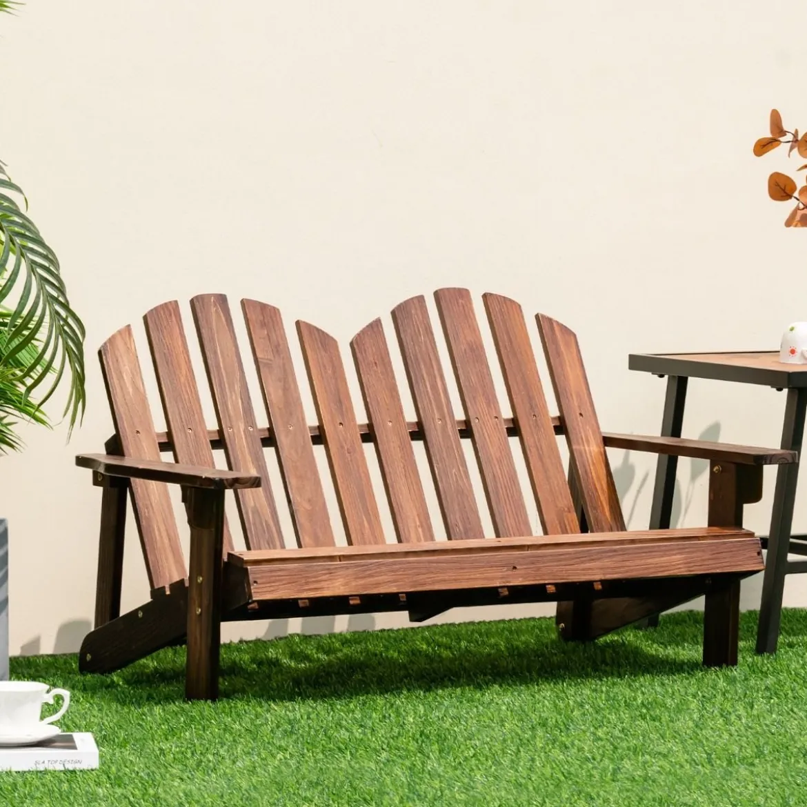 Adirondack-Stuhl für Kinder 2-Sitzer Adirondack Chair aus Holz Braun 99 x 51 x 56,5 cm
