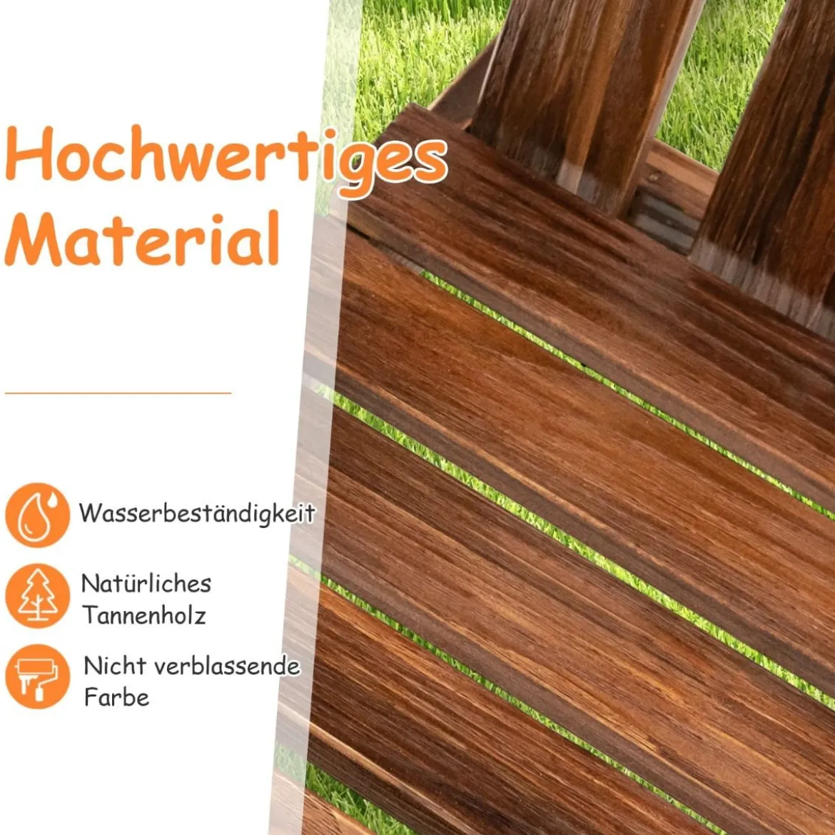 Adirondack-Stuhl für Kinder 2-Sitzer Adirondack Chair aus Holz Braun 99 x 51 x 56,5 cm