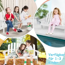 Adirondack-Stuhl für Kinder 2-Sitzer Adirondack Chair aus Holz Weiß 99 x 51 x 56,5 cm